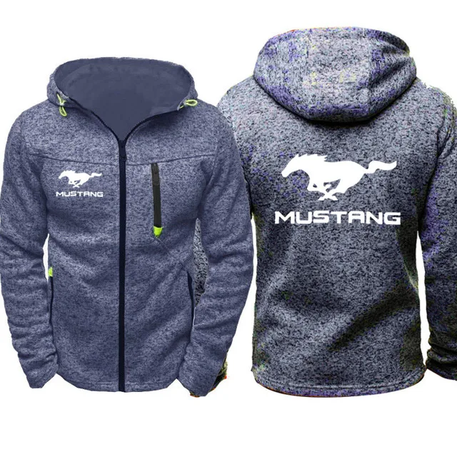 

2021 Men Mustang Car Logo Print Casual Hip Hop Harajuku Long Sleeve Hooded Sweatshirts Mens zipper Jacket Man Hoody Cloth hi