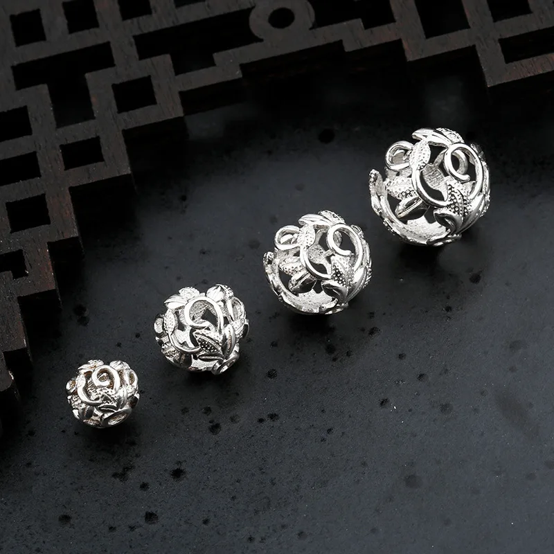 silver 1pcs 925 стерлингового серебра цветок разделитель бусинок Fit 6 8 10 12 мм Encircle Шарм Серебряные обниматели для бусин Сепаратор DIY Ювелирные изделия Аксессуары - Цвет: silver 1pcs