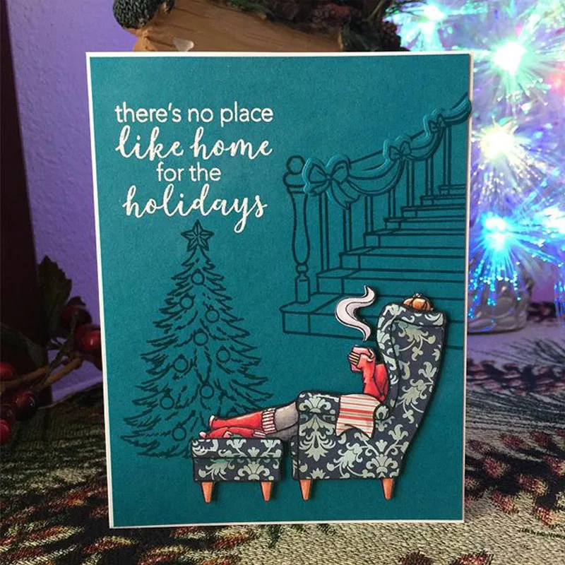 Прозрачный силиконовый штамп для дома лежа на диване уютная сцена четкие фразы