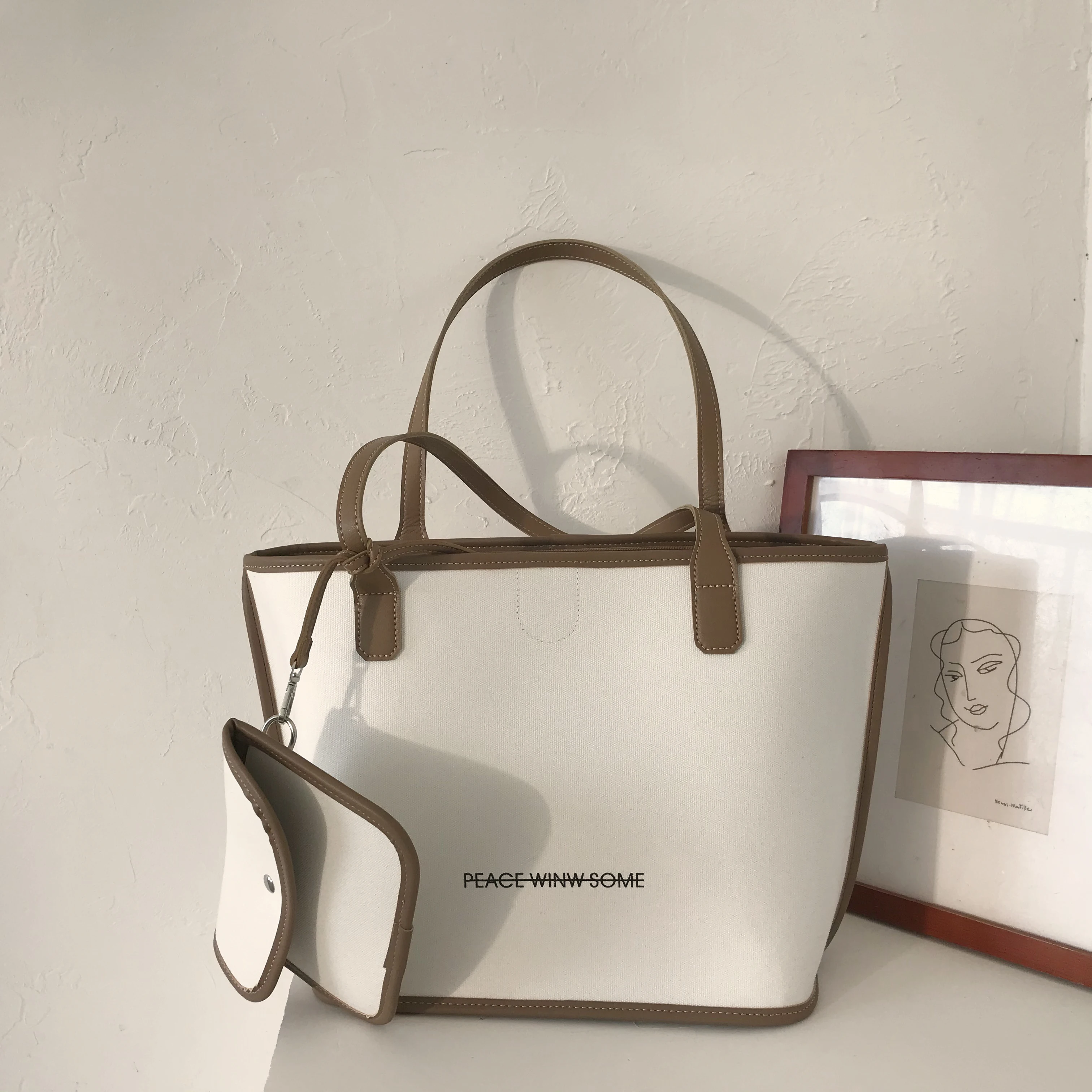 

2021 Spring Summer New Large-Capacity High-Quality Net Red Casual Canvas Trend Letter Tote Wild One-Shoulder Portable Women Bag