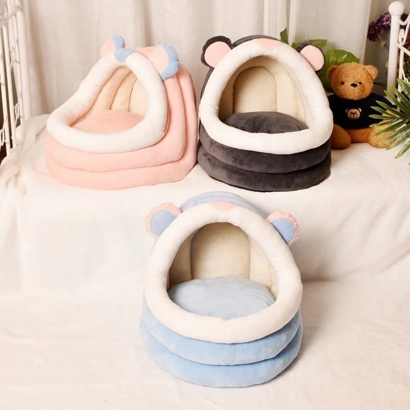 

Cat Shape Slippers Semi-enclosed Pet Nest Deep Sleeping Cat Nest Small Dog Pet Nest Cat Bed Villa Pet Beds for Dogs Cats Bed