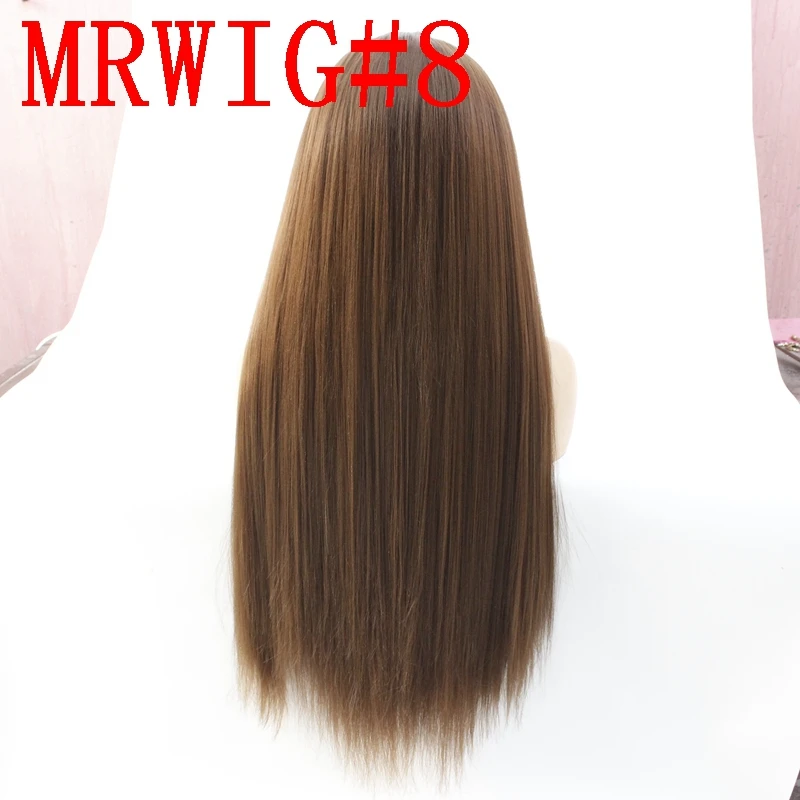 MRWIG Длинные Яки прямые синтетические кружева спереди парик Средняя Часть Glueless термостойкие волокна Женские 150% Плотность