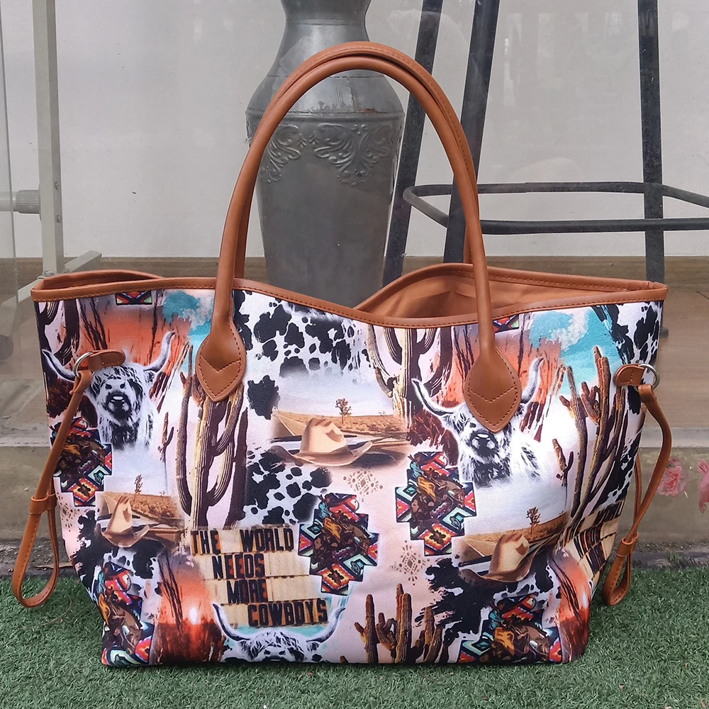 2 шт./партия ковбойская Холщовая Сумка тоут с леопардовым принтом|Сумки ручками| |