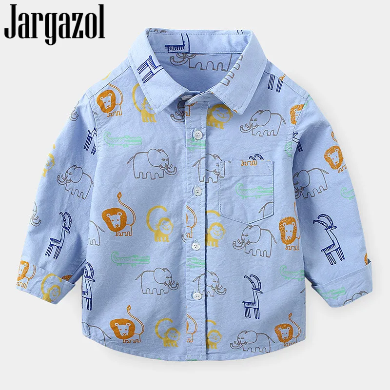 Jargazol/Осенняя детская одежда Футболка с длинными рукавами и принтом слона Льва