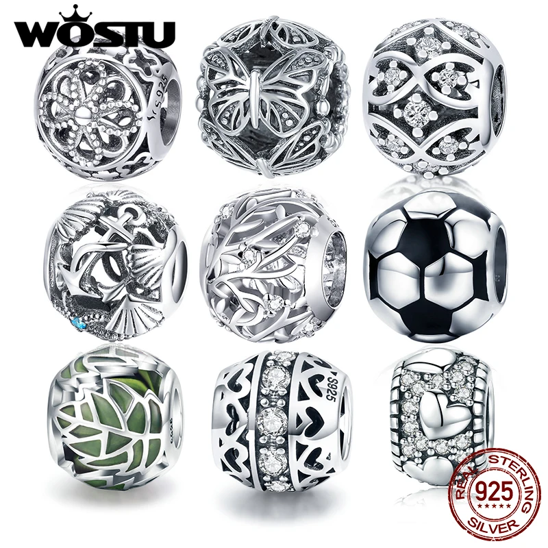 

WOSTU Authentic 925 Sterling Silver Round Vine Bead Charms Pendant Fit Bracelets Women Party Fashion DIY Jewelry Gift Making