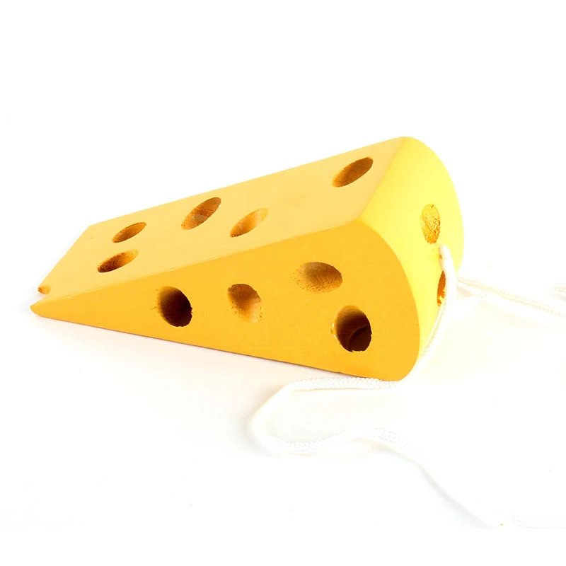 Детские деревянные игрушки Монтессори мышь нить сыр шнуровка резьба фрукты