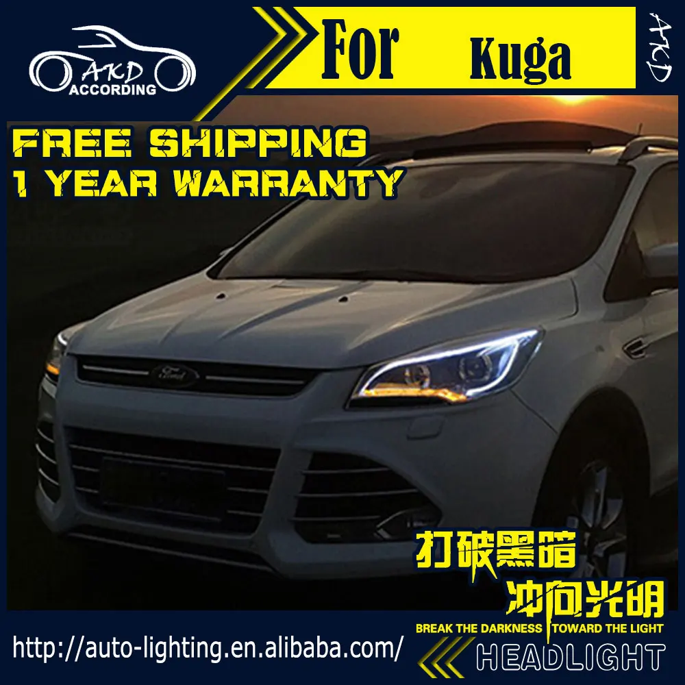 AKD автостайлинг фары для Ford Kuga Escape 2014-2016 светодиодный ные DRL H7 D2H Hid опция