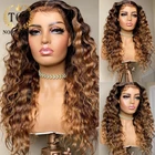 Topnormantic хайлайтер цвет глубокая волна парики для женщин 13x 6 кружевной передний Remy бразильские человеческие волосы парик предварительно выщипанная линия волос