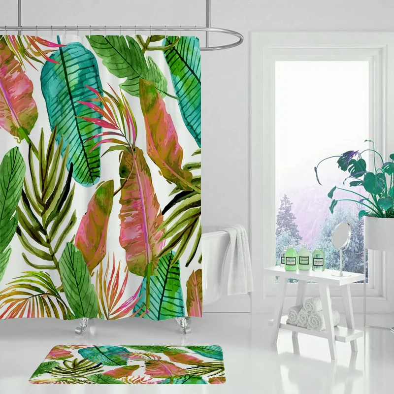 Занавеска для душа из полиэстера моющаяся цветная шторка ванной комнаты с