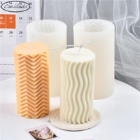 3d long pole stripe epoxy resin silicone pillar candle making mold diy knit wool cylinder soap plaster sculpture ornament tools