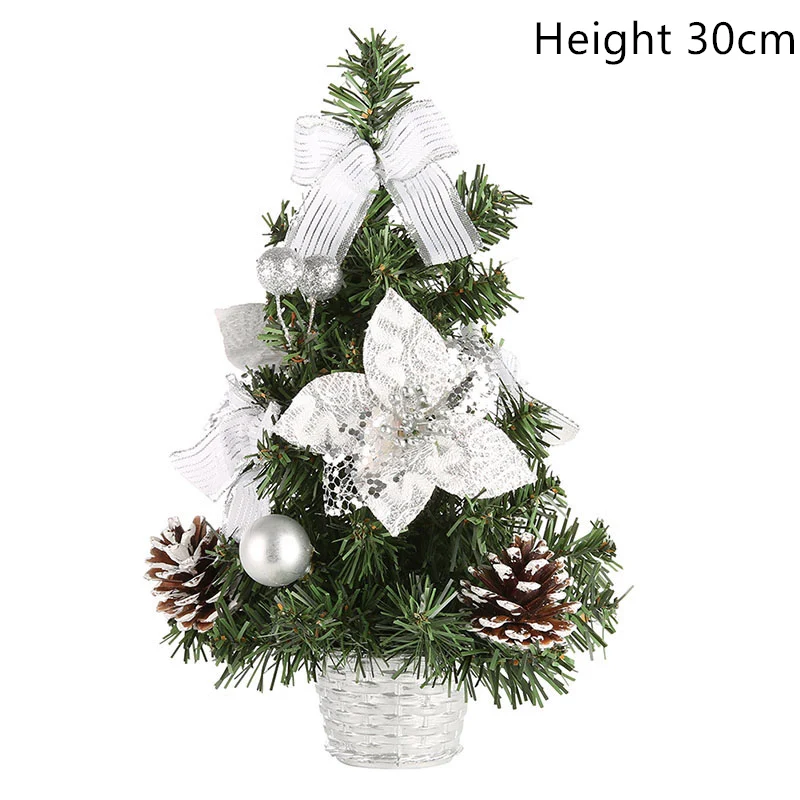 Silver no light 30cm 15/20 Вт, 30 Вт, 40 см Настольный Штатив СВЕТОДИОДНЫЙ Рождественская елка Ночной светильник украшения светильник сосна Мини Рождественская елка Рождественские украшения подарок на год - Цвет: Silver no light 30cm