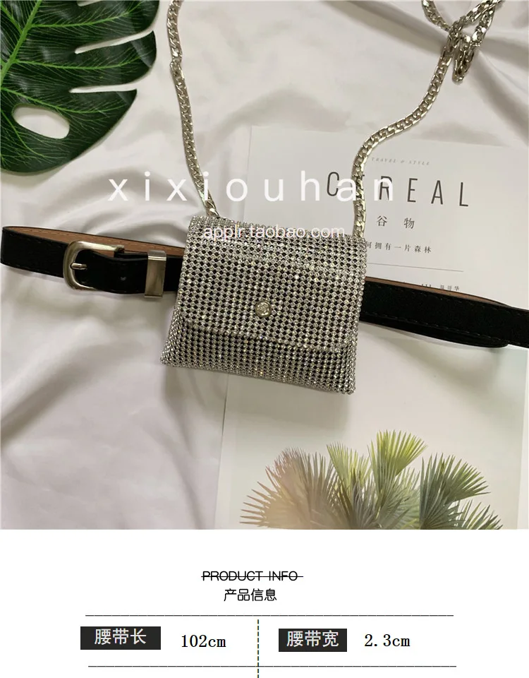 

Fashion Girl Waist Pack Mini Personalized Hip Hop Chain Waist Belt Bag Casual Phone Pouch Summer Bolsos Women Waist Pack DA60YB