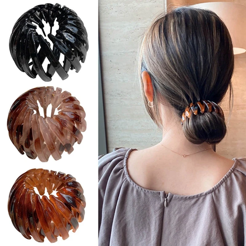 

New Bird Nest Expanding Hairpins Female Ponytail Plastic Resin Hair Claws Horsetail Buckle Crystal Tail Hair Clip Accessories