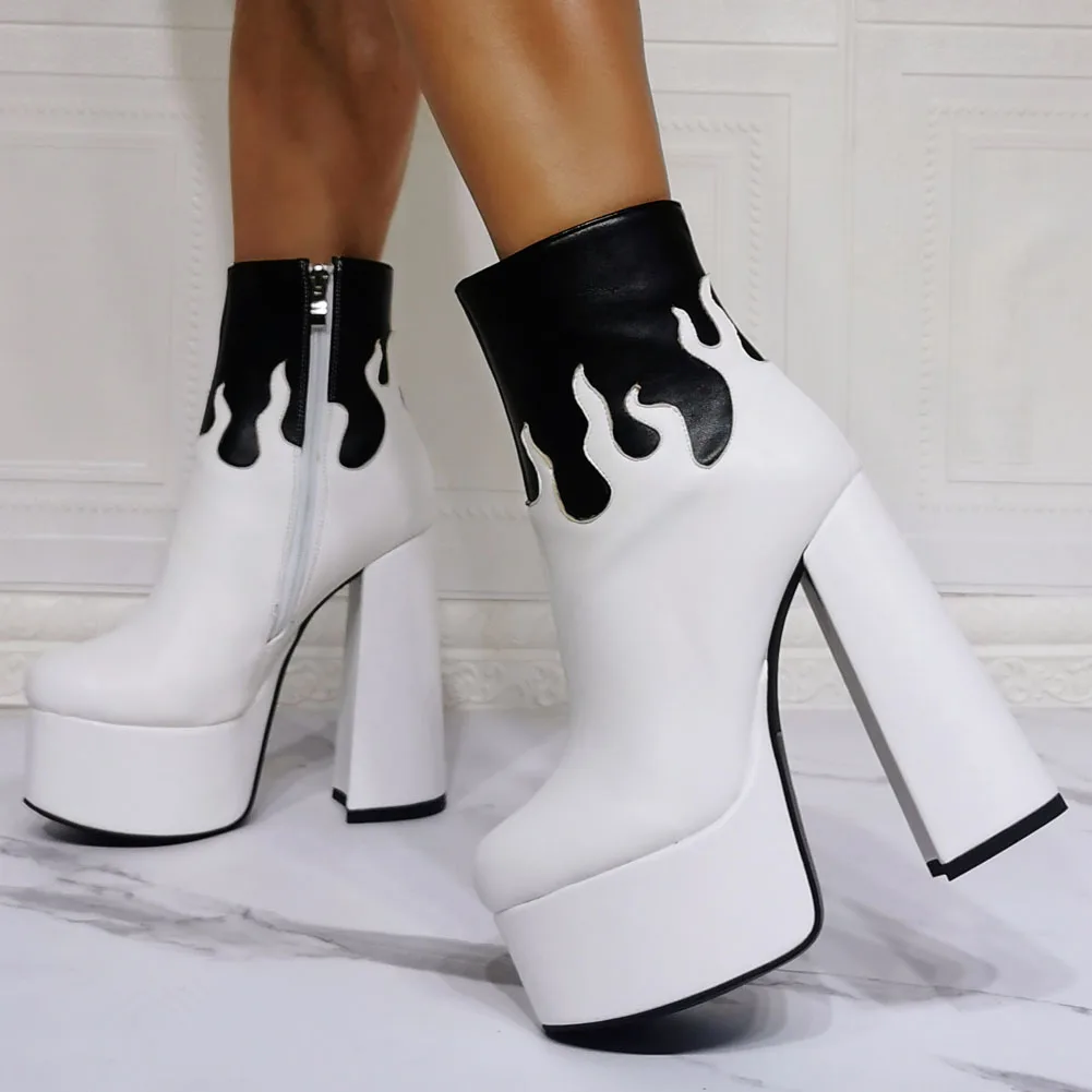 

RIBETRINI New Brand Female Platform Zipper Ankle Shoes Women Boots Stylish Design Thick Bottom Spring Autumn Boots
