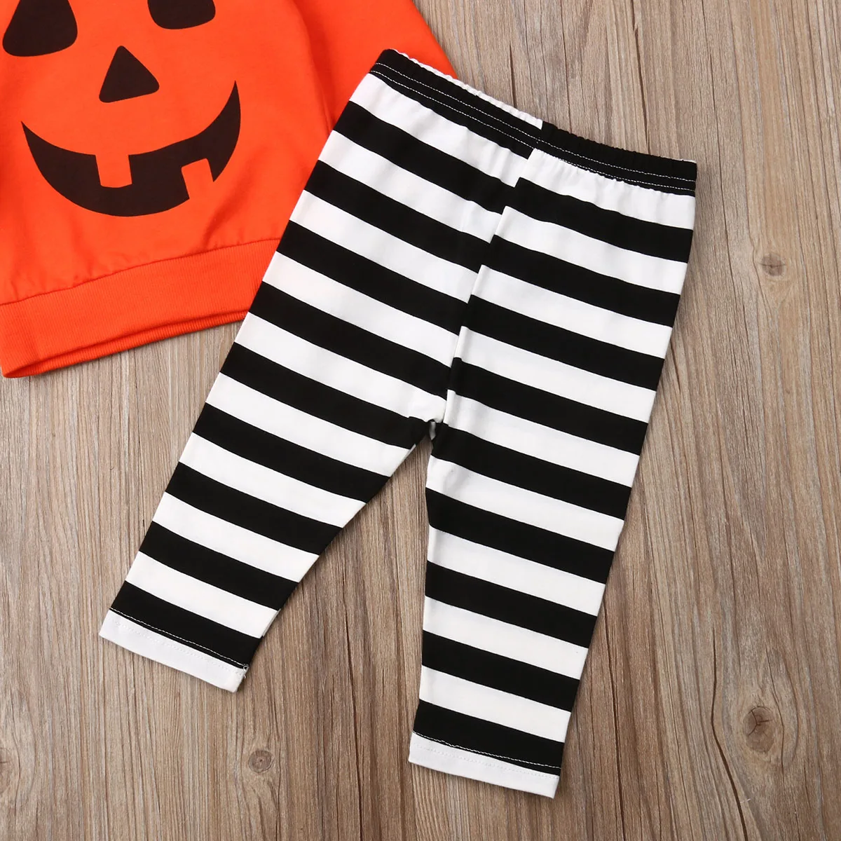 2019 Baby Autumn Winter Clothing Toddler Girl Boy Halloween Clothes Pumpkin Hooded Tops Stripe Long Pants 2Pcs Set Outfits | Детская