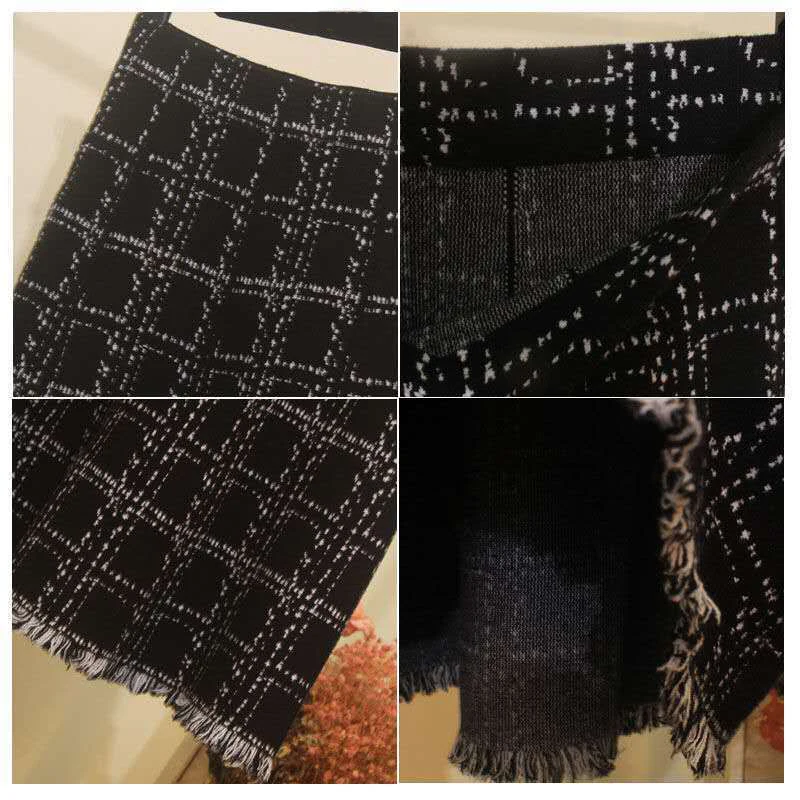 Женская клетчатая юбка осень и зима новая юбка-зонтик с высокой талией средней