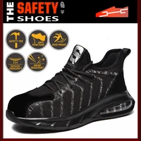 2021 safety shoes men light weight work shoes for men breathable steel toe work sneakers indestructible shoes construction boots
