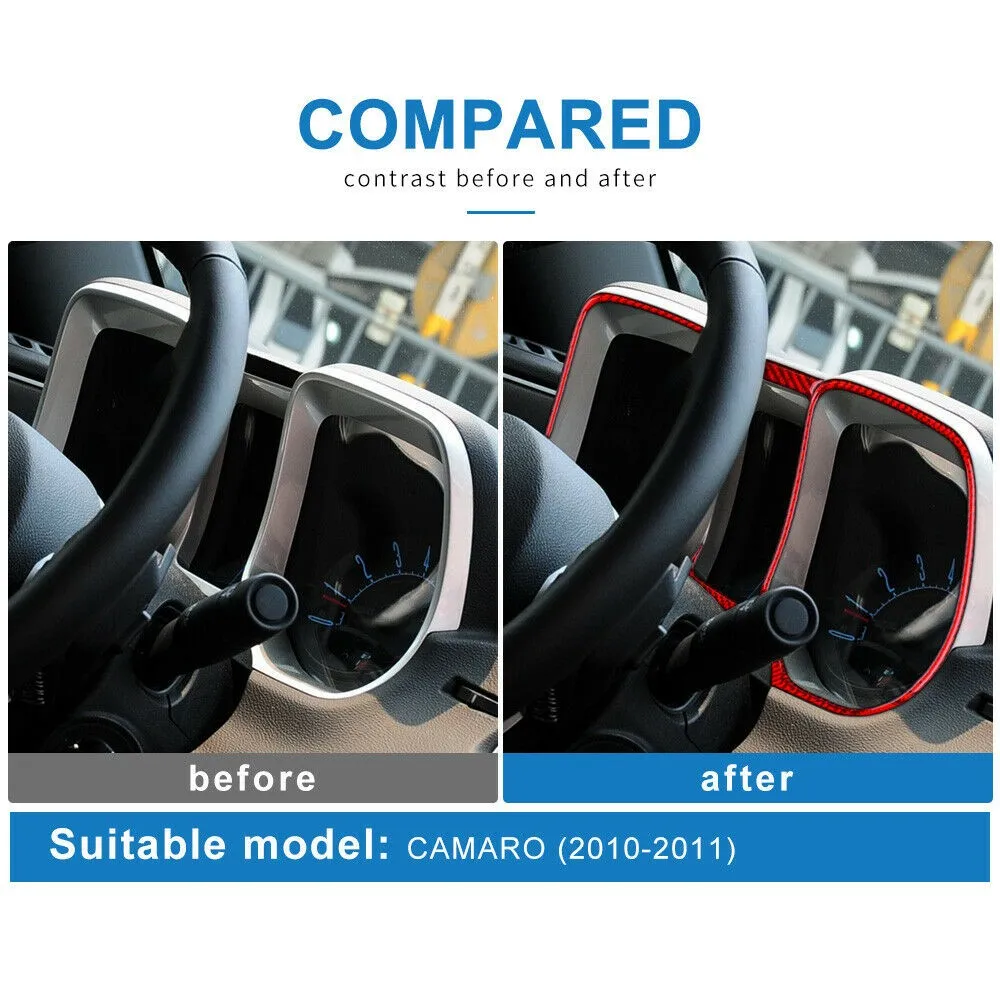 

5 Pcs Red Speedometer Frame Cover Sticker Carbon Fiber For Chevrolet Camaro 2010-2015 Automotive Goods Car Accessories