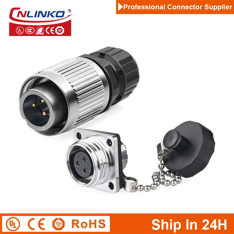 

Cnlinko YW16 Industrial 3Pin M16 Waterproof DC Power Connector Plug Socket for Robot LED Screen Audio Video Lighting Accessories