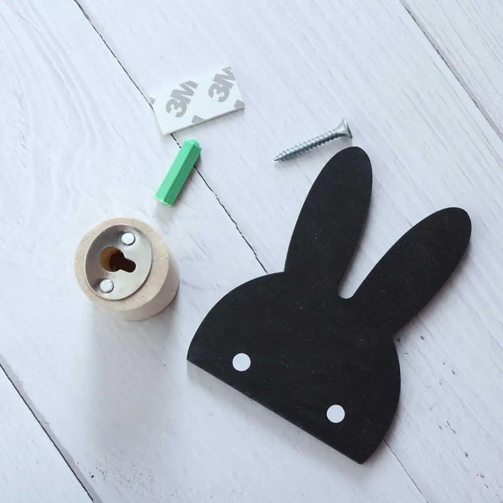 Black Rabbit 1 шт. популярный кролик/облако настенные навесные крючки DIY деревянная вешалка настенная наклейка для детской комнаты принадлежности дверной крючок, Товары для ванной - Цвет: Black Rabbit