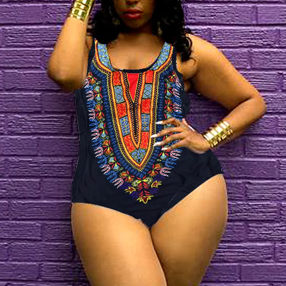Sexy Women Bikinis set Ladies Curve Appeal Dashiki African Printing Push-Up Bikini Jumpsuit Plus Size Fashion new | Женская одежда