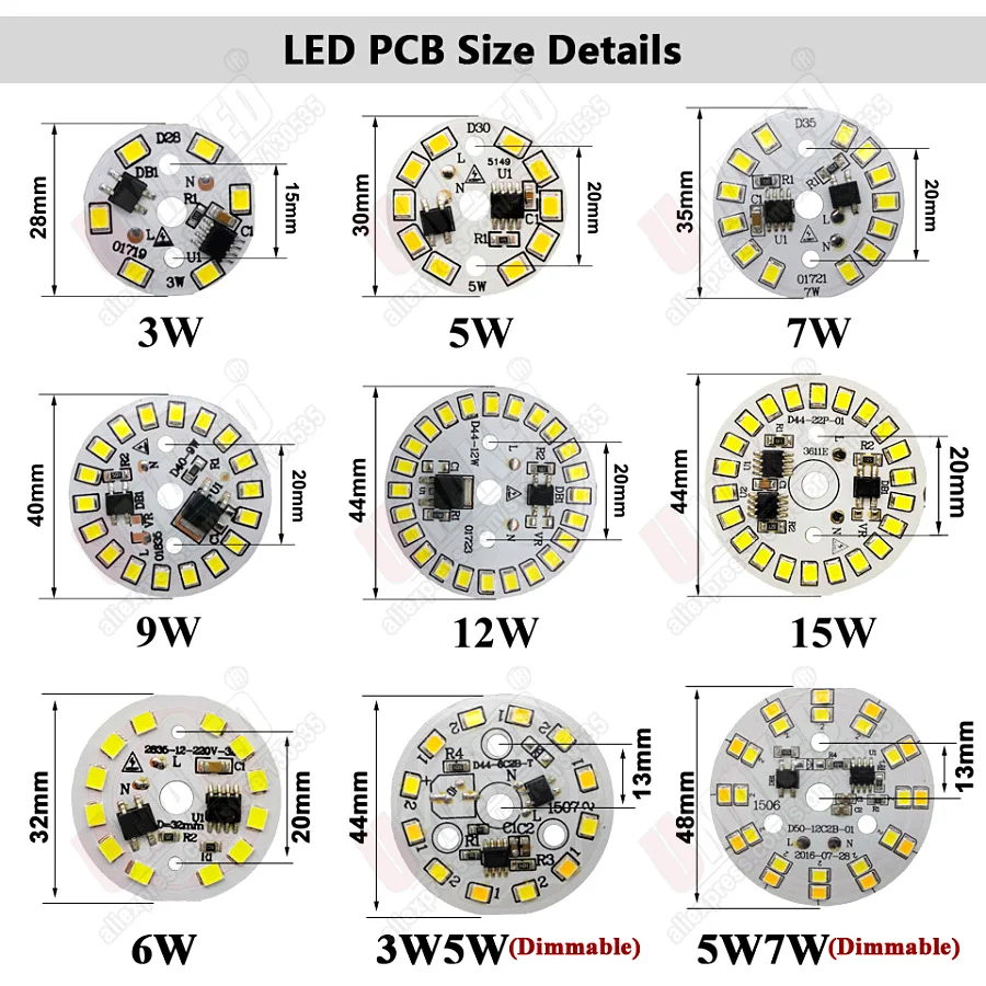 3W 5W 7W 9W 12W 15W AC 220V pcb with integrated IC driver 20cm wire Driverless led bulb PCB board Direct to | Освещение