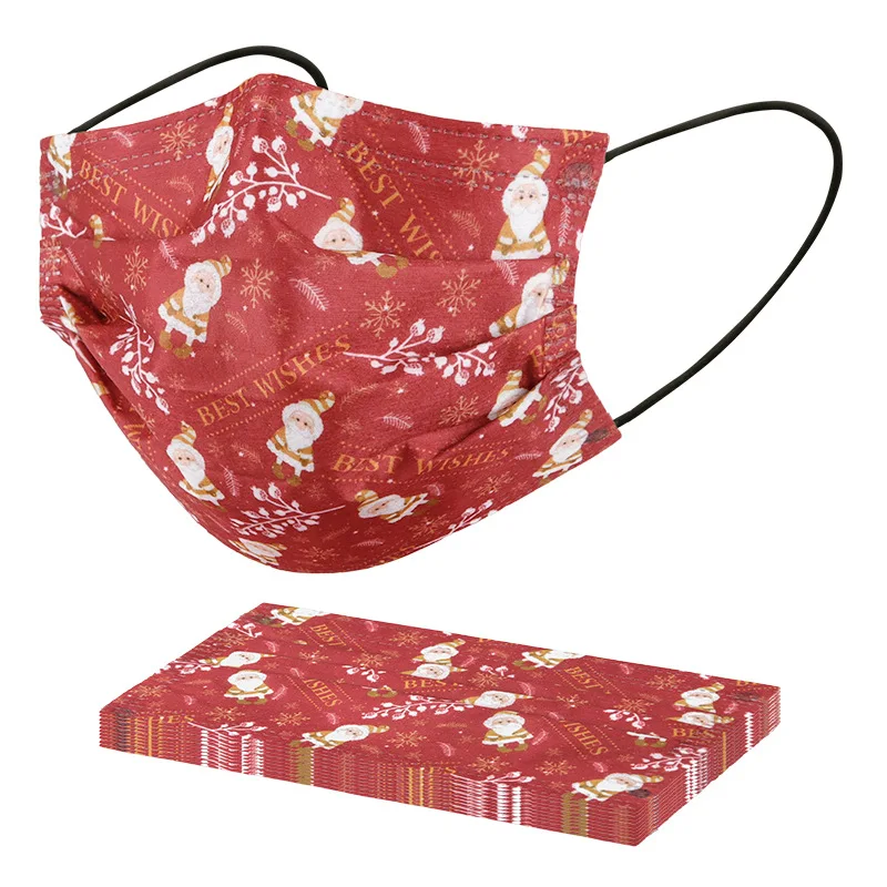 

10pcs Adult christmas mask Print Disposable Fabric Facial Mask Mascara Halloween Cosplay Anime Masque Christmas Navidad