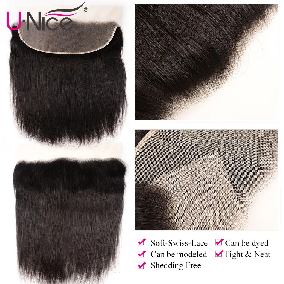 Unice Hair 13x6 Transparent Lace Frontal Closure With Bundles Brazilian Straight Hair Weave 3 pcs With Frontal Remy Hair