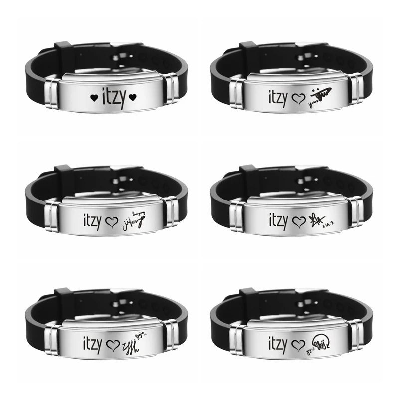 K pop ITZY браслет из нержавеющей стали с логотипом и надписью Kpop регулируемый