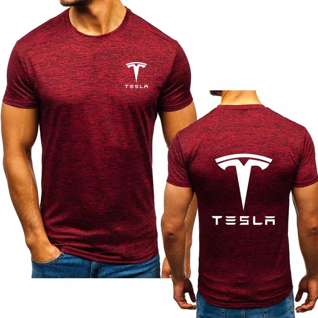 Летняя мужская футболка с принтом логотипа Tesla Car повседневная удобная Легкая