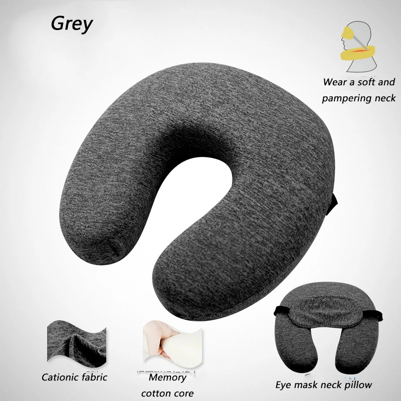 grey Cationic U-образная медленный отскок пены памяти Soild подушка для шеи мягкий Автомобиль Полет офис поддержка шеи самолет Путешествия Подушка для отдыха головы - Цвет: grey Cationic