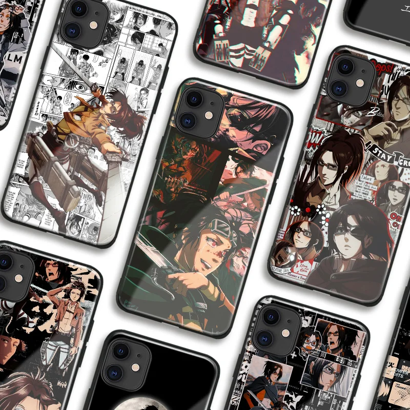 Силиконовый стеклянный чехол Hange Zoe из аниме атака на Титанов для IPhone SE 6 7 8 Plus X Xr Xs