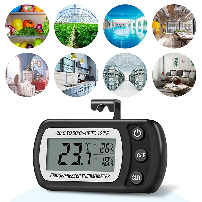 

2PCS Fridge Thermometer Digital Waterproof Freezer Thermometer Refrigerator Temperature Monitor LCD Display