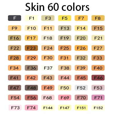 60 skin set Эскиз маркер для белой доски набор Твин Маркеры кисть для рисования манга Архитектура дизайн товары для рукоделия - Цвет: 60 skin set