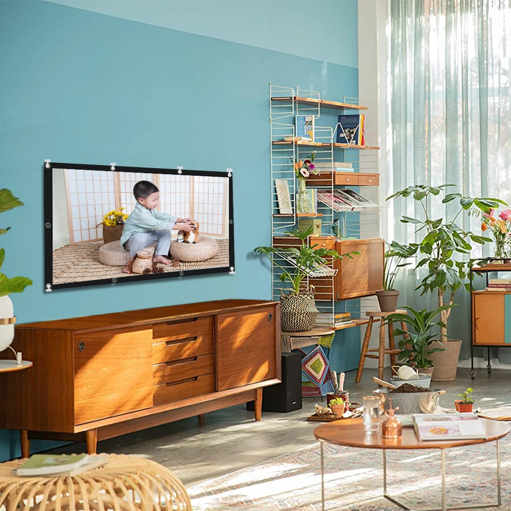 Portable White Surface Black Bottom Projector Screen 60 72 84 100 120 Inch 16:9 HD Foldable Anti-Wrinkle Movie Screens | Электроника