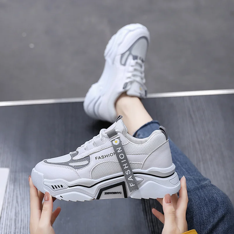 

2021 Fashion Women's Shoes Comfortable breathable Casual Shoes Woman Lace-up Mesh Sneakers autumn Woman Non-slip Platform Shoes