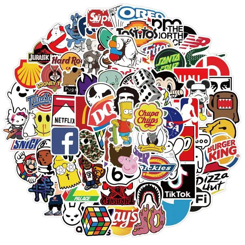 

100Pcs Brand Logo Cool Fashion Trendy Graffiti Stickers Diy Stationery for Skateboard Suitcase Helmet Kid Toy 01522