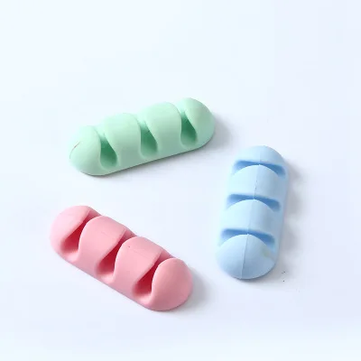 2Pcs/set Office Desk Cable Organizer Adhesive Silicone Wire Lead USB Charger Cord Winder Home Table Storage Holder Accessory |