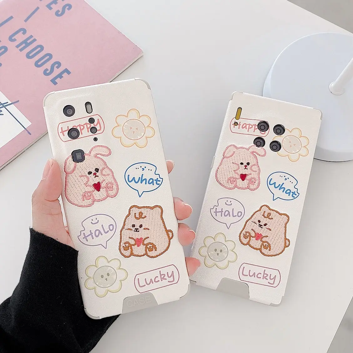

Embroidery Phone Case for HUAWEI P30 P40 pro Mate 30 Pro Mate 40 pro 2020 Cover Protective Soft Cases Rabbit Bear New Luxury