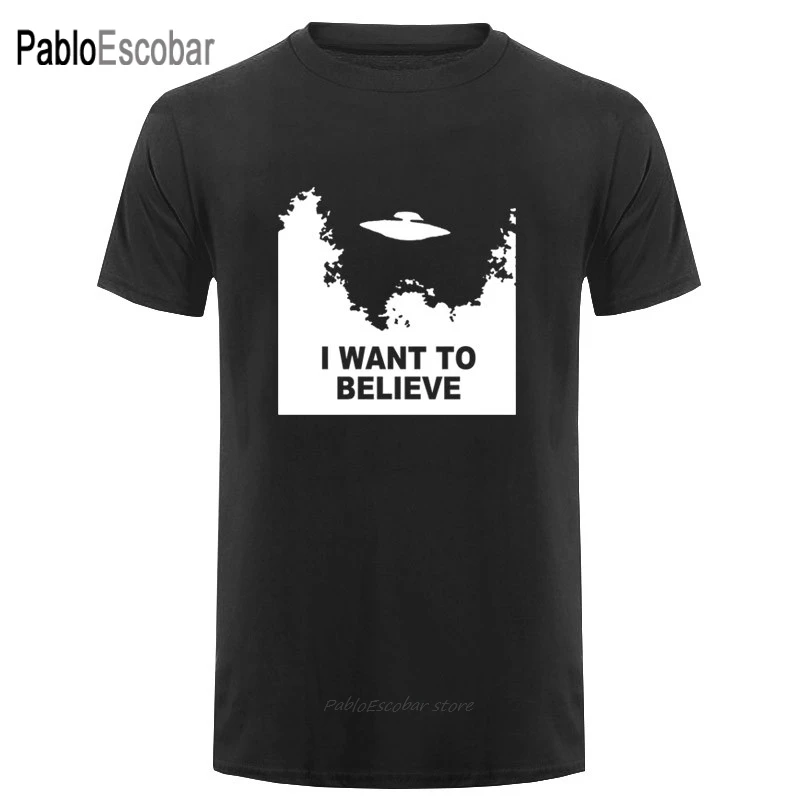 Забавная графическая забавная хлопковая футболка с надписью I Want To Believe Aliens X file