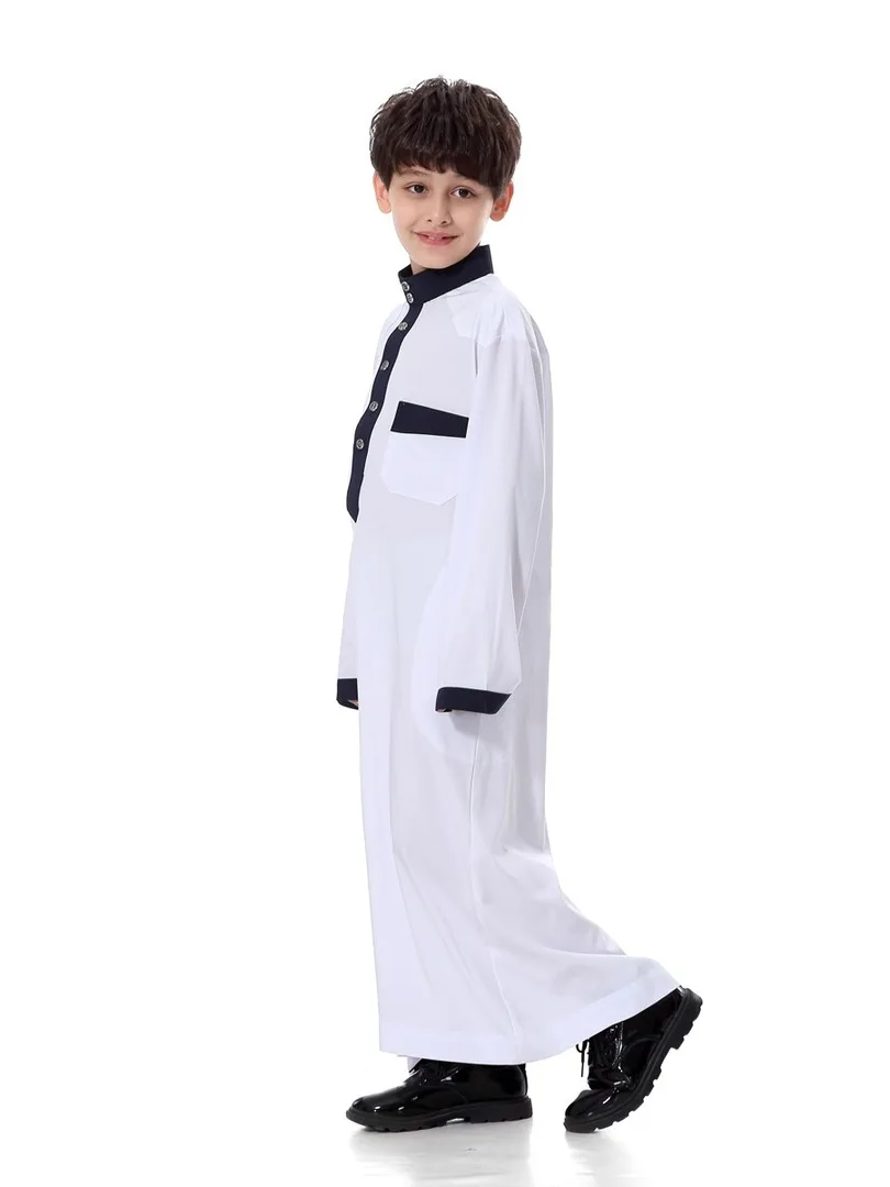 Muslim Children Clothing Embroidery Arab Islamic Dubai Men's Abaya Jubba Thobe Jibab Men's Moslem Robe Loose Style