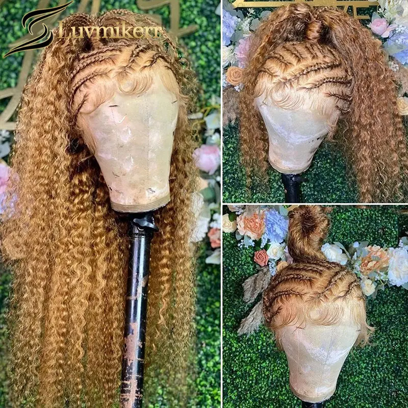 

Honey Blonde Curly HD 360 Full Lace Front Wig 13x4 Transparent Lace Human Hair Wigs Full Pre Plucked Wavy Wigs Glueless 30 Inch