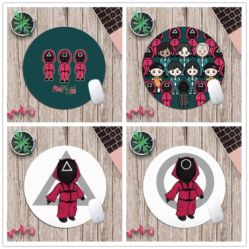 

Squid Game Mouse Pad Cute Round Gaming Mousepad Cartoon Fashion Computer Mouse Mats Rubber Anti-Slip Company Laptop Desk Mat