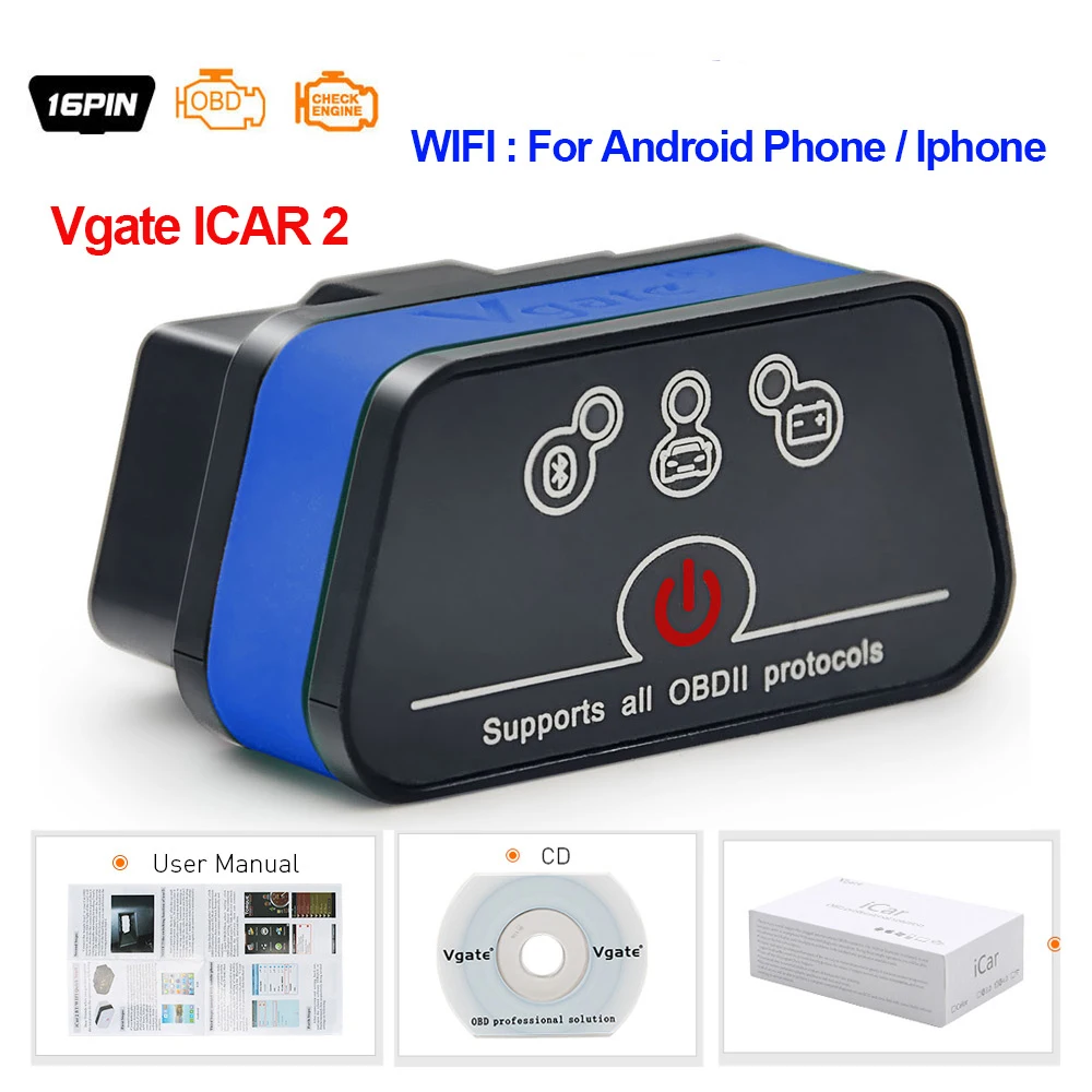 Vgate WI FI iCar2 OBDII ELM327 Икар 2 OBD2 диагностический сканер для iOS/Android ПК ICAR2 считыватель