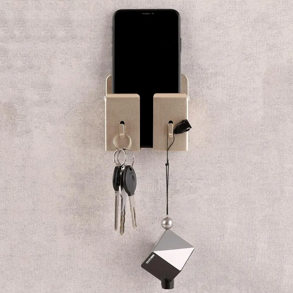 

Mini Aluminum Alloy Wall Mount Hole-free Key Phone Holder Storage Rack Container