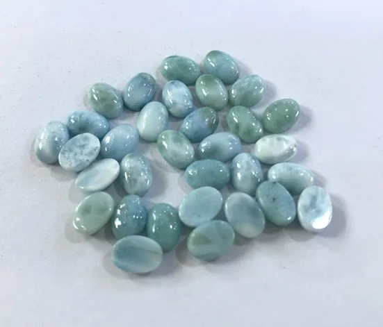 

100% Natural Larimar Oval Cabochon Wholesale gemstone beads 5pcs/lot 4x6mm 5x7mm Ring Face stone beads for jewewlry making