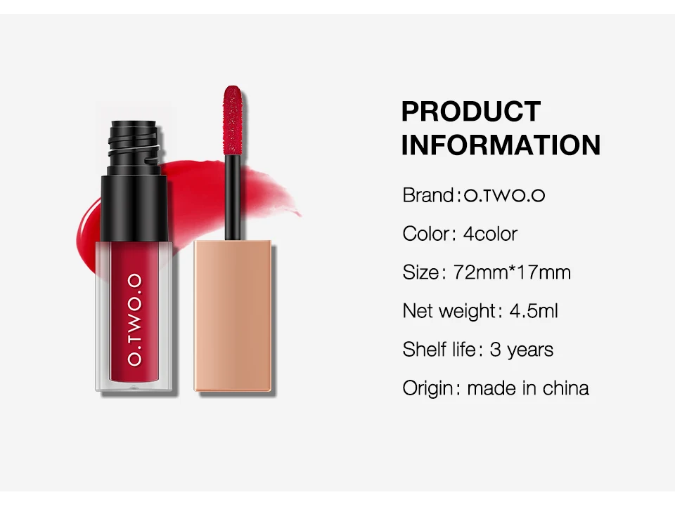 O.TWO.O 2 In 1 Lip Gloss+ Liquid Blusher Double Effect Long Lasting Waterproof 4 Colors Soft Silky Smooth Makeup