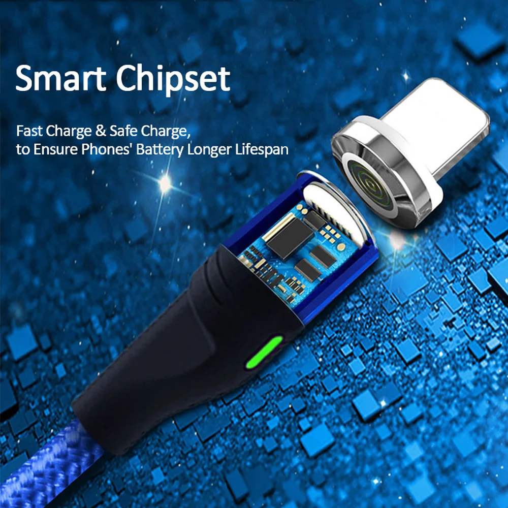 Магнитный usb кабель VOXLINK 3 0 LED для iPhone xXs 6 USB TypeC и Micro в нейлоновой оплетке Samsung Xiaomi