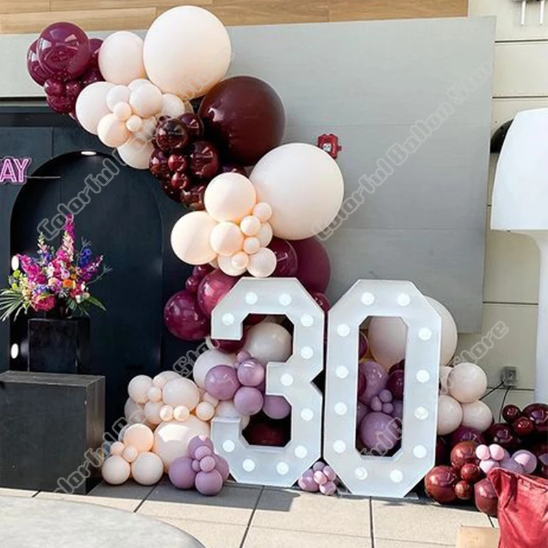 

Wedding Birthday Party Decor Double Cream Peach Wine Red Latex Balloon Garland Arch Holiday Event Backgound Baby Shower Decor