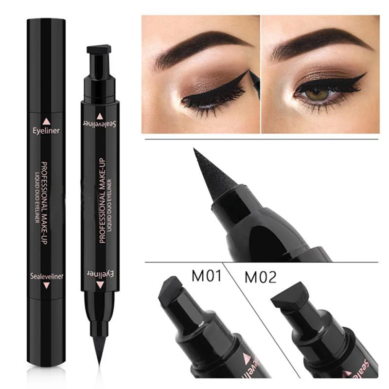 

Black Seal Stamp Liquid Eyeliner Pen Waterproof Fast Dry Eye Liner Pencil With Eyeliner Cosmetic Double-ended Eyeliner Cosmetic